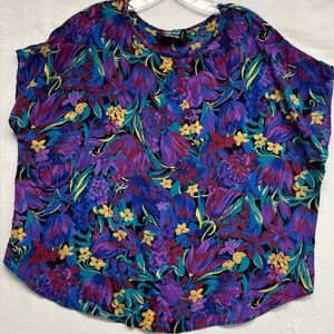 Vtg 90s Michele Leslie of California Floral Artwear Blouse - Travel wear, Artsy